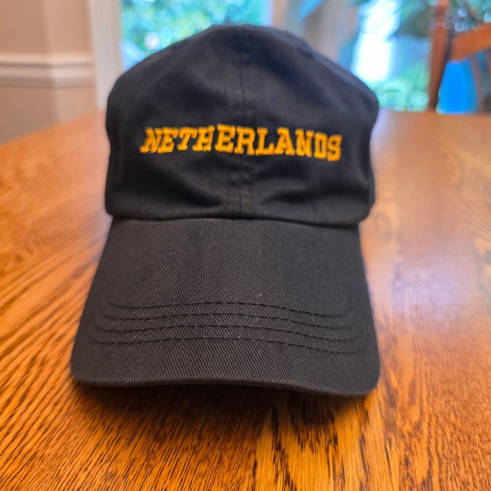 Netherlands Baseball Cap Black Yellow Embroidered Cotton Adjustable Dad Hat OSFA